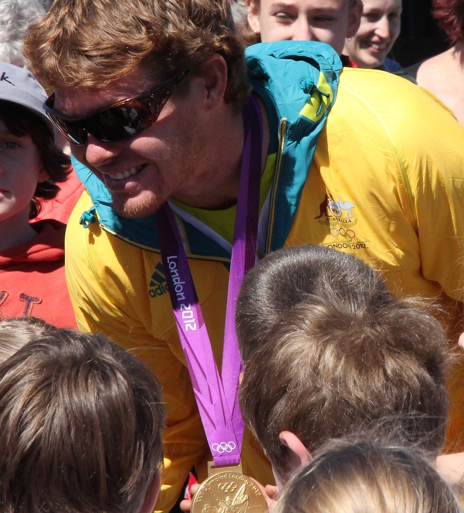 Tom Slingsby talks to schoolchildren at  Gosford Sailing Club © Sail-World.com /AUS http://www.sail-world.com